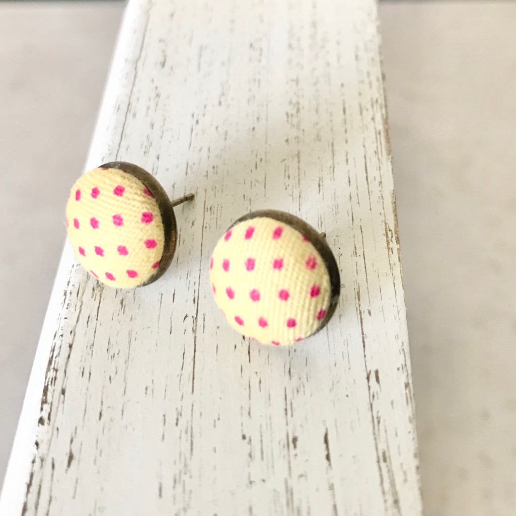 Yellow And Pink Polka Dot Earrings 3/15
